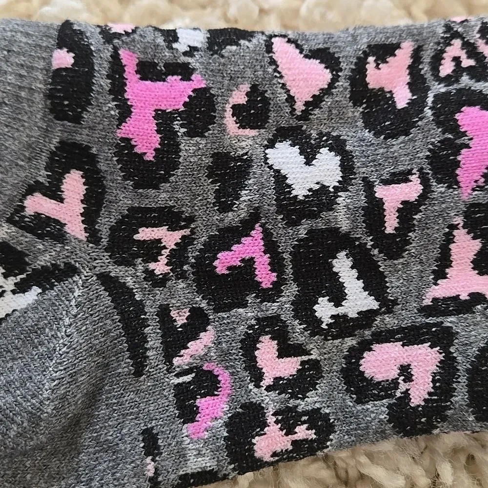 Print Ankle Socks Pink Grey White Accents Womens Y2k Anklet